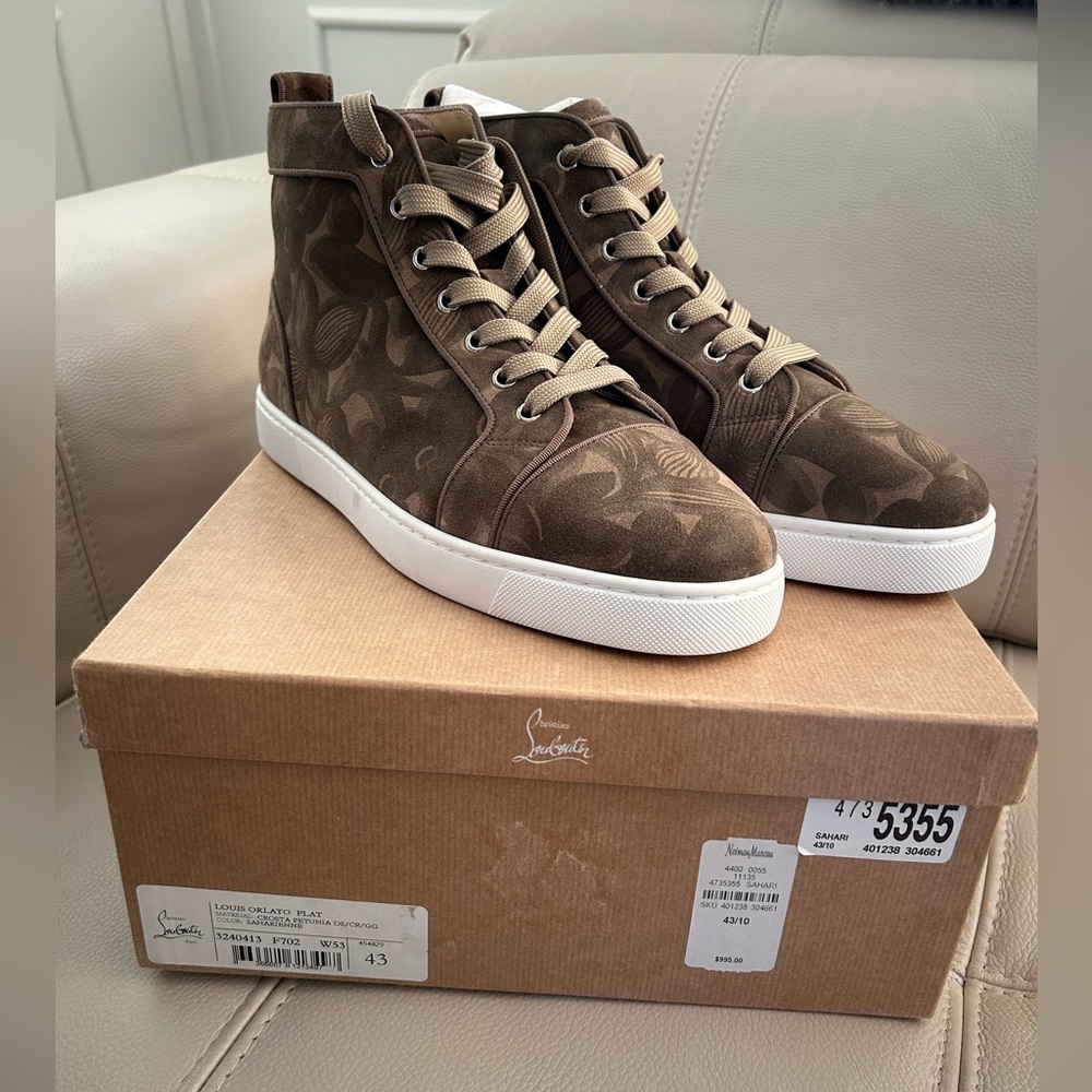 *NWT* Christian Louboutin Louis Orlato Petunia leather high top sneakers